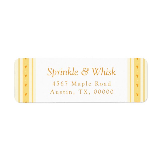 Etiqueta Retro Vanilla Yellow Heart Stripes Bakery (Frente)