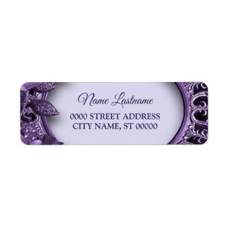 Etiqueta Return Address Wedding Purple Floral Elegant