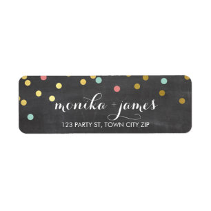 Etiqueta RETURN DIRECCION confetti oro menta de coral baran