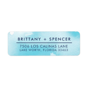 Etiqueta RETURN DIRESS moderna y elegante acuarela azul acu