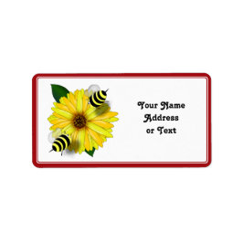 Etiqueta Reunión de Abejas de miel personalizado sobre Flor