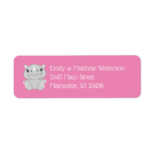 Etiqueta Rhino Baby Shower Safari Chica rosado