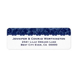 Etiqueta Rich Navy Blue Grunge Damask Wedding V03