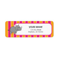 Rinoceronte lindo en franjas rosadas y Naranjas