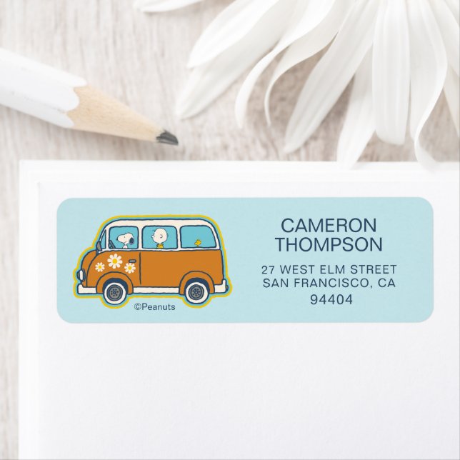 Etiqueta Road Trippin | Peanuts Road Trip Van (In situ)