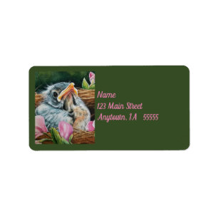 Etiqueta Robin Bird en Nest Watercolor Art