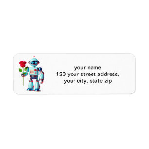 Etiqueta Robot con Rosa