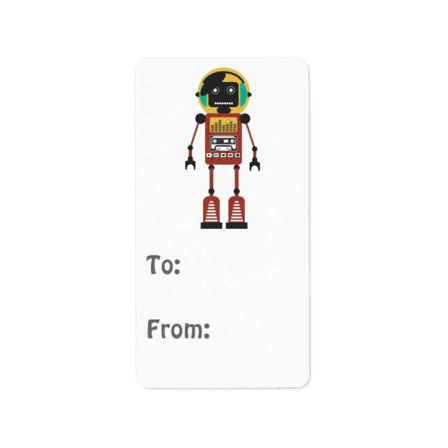 Etiqueta Robot de radio retro (Frente)