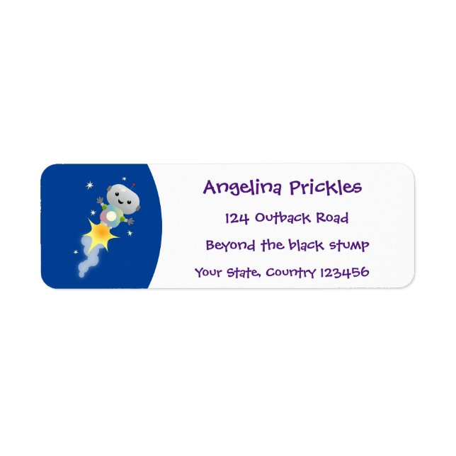 Etiqueta Robot lindo volando en el ilustracion del personal (Frente)