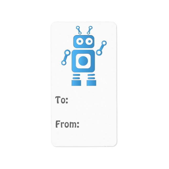 Etiqueta Robot retro azul (Frente)