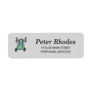 Etiqueta Robot sobre ruedas sobre gris