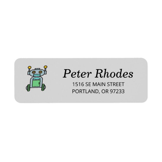 Etiqueta Robot sobre ruedas sobre gris (Frente)