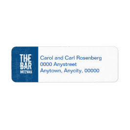 Etiqueta Rock Band Bar Mitzvah Dirección de regreso en azul