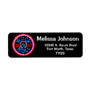 Etiqueta Rock n Roll Music Neon Rótulo Look Return Address