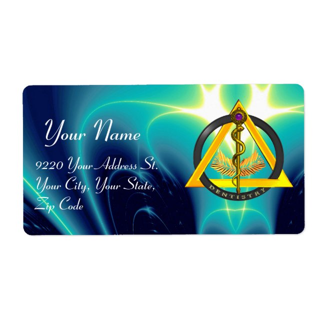 Etiqueta ROD DE DENTISTRE ASCLEPIUS DENTISTRY SYMBOL Blue (Frente)