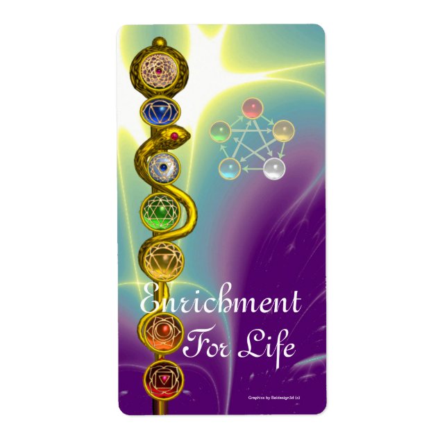 ETIQUETA ROD OF ASCLEPIUS 7 CHAKRAS,YOGA ,SPIRITUAL ENERGY (Frente)