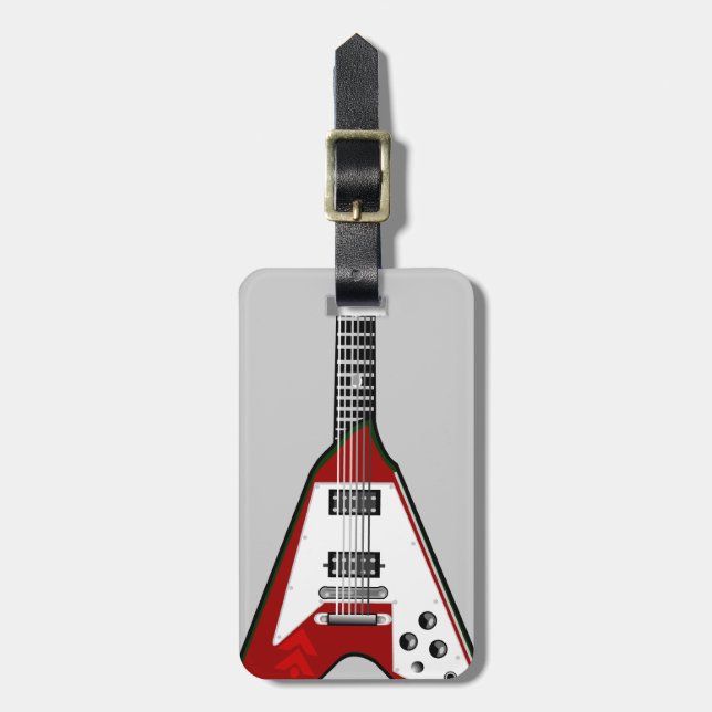 Etiqueta roja/blanca de la guitarra del vector del (Frente Vertical)