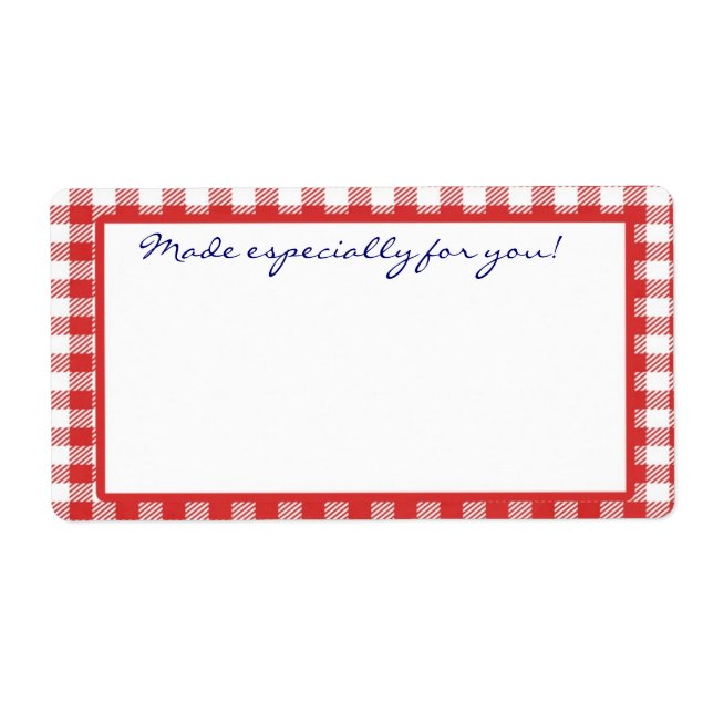 Etiqueta roja de Gingham (Frente)