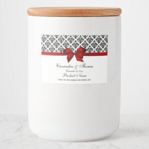 Etiqueta roja de la comida del damasco blanco