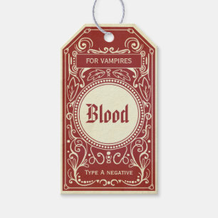 Etiqueta roja de la sangre del vampiro del vintage