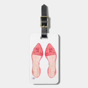 Etiqueta roja del equipaje del arte del zapato de
