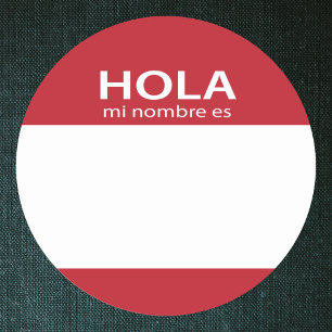 Etiqueta ROJA del español de Hola MI Nombre Es