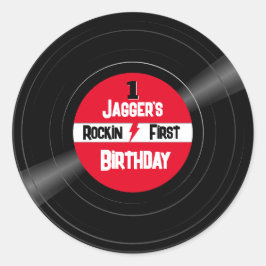 Etiqueta roja del registro de vinilo de primer cum