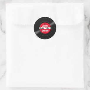 Etiqueta roja del registro de vinilo de primer cum