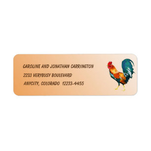 Etiqueta roja del remite del pájaro del gallo del
