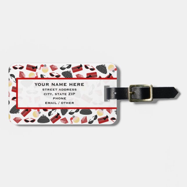 Etiqueta roja femenina del equipaje de los (Frente Horizontal)