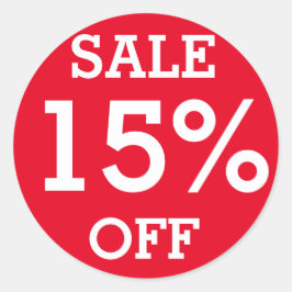 Etiqueta roja VENTA 15% OFF tienda minorista