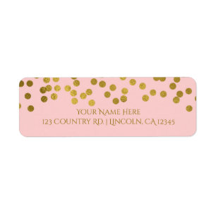 Etiqueta Rojizo Rosa y Dorado Confeti de Purpurina Falsa co