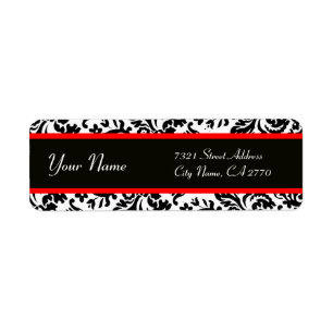 ETIQUETA ROJO BLANCO NEGRO ARTE NOUVEAU DAMASK