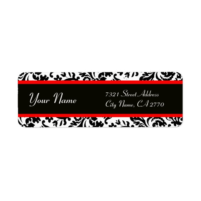 ETIQUETA ROJO BLANCO NEGRO ARTE NOUVEAU DAMASK (Frente)