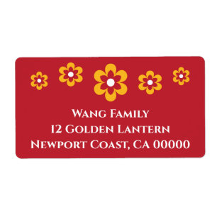 Etiqueta Rojo lunar chino del amarillo de la celebración