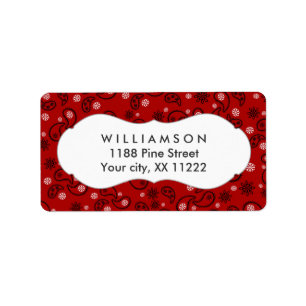 Etiqueta rojo paisley bandana cowboy favor occidental