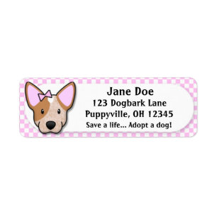 Etiqueta Rojo rosado Heeler de la guinga de Kawaii