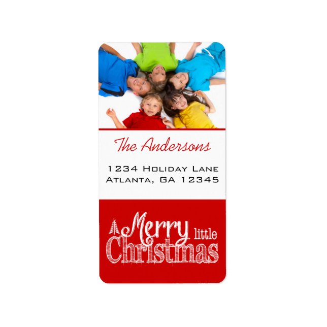 Etiqueta Rojo Tenéis una pequeña Navidad alegre (Frente)