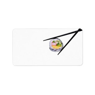 Etiqueta Rollo de sushi y palillos - Plantilla personalizad