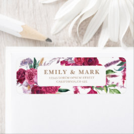 Etiqueta Romantic Burgundy Floral Wedding return address