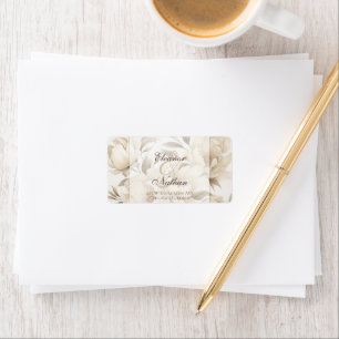 Etiqueta Romántico Beige Peonies Floral Vintage Fall Weddin