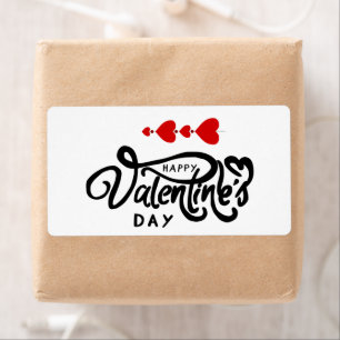 Etiqueta Romántico Corazón Rojo Diseño del Día de San Valen