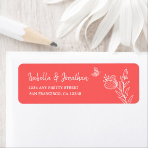 Etiqueta Romántico elegante coral rosa floral boda