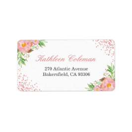 Etiqueta Romántico Moderno Botánico Rosa Floral Confeti Pun