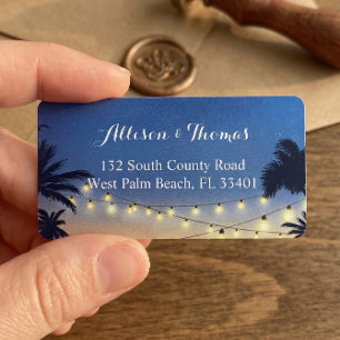 Etiqueta Romántico Sunset Beach Palm Tree String Luces