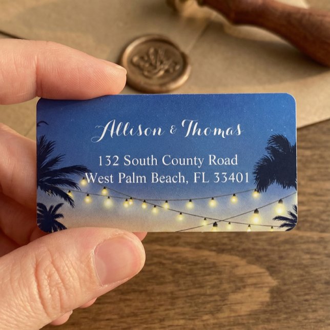 Etiqueta Romántico Sunset Beach Palm Tree String Luces (Subido por el creador)