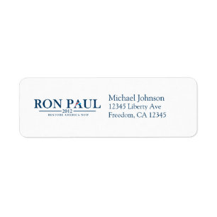 Etiqueta Ron Paul 2012 - Restablecimiento América ahora