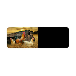 Etiqueta Rooster Hens Rustic Barn Coop