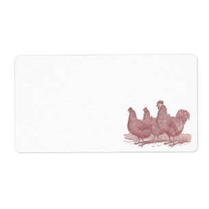 Etiqueta Rooster Rojo y la granja de pollos de la roca de l