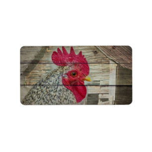 Etiqueta Rooster Rustic Chicken Coop Barn Board